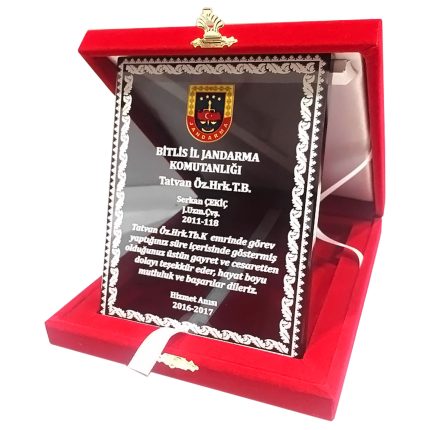 Askeri Hizmet Anısı Albüm Dikey Kristal Plaket