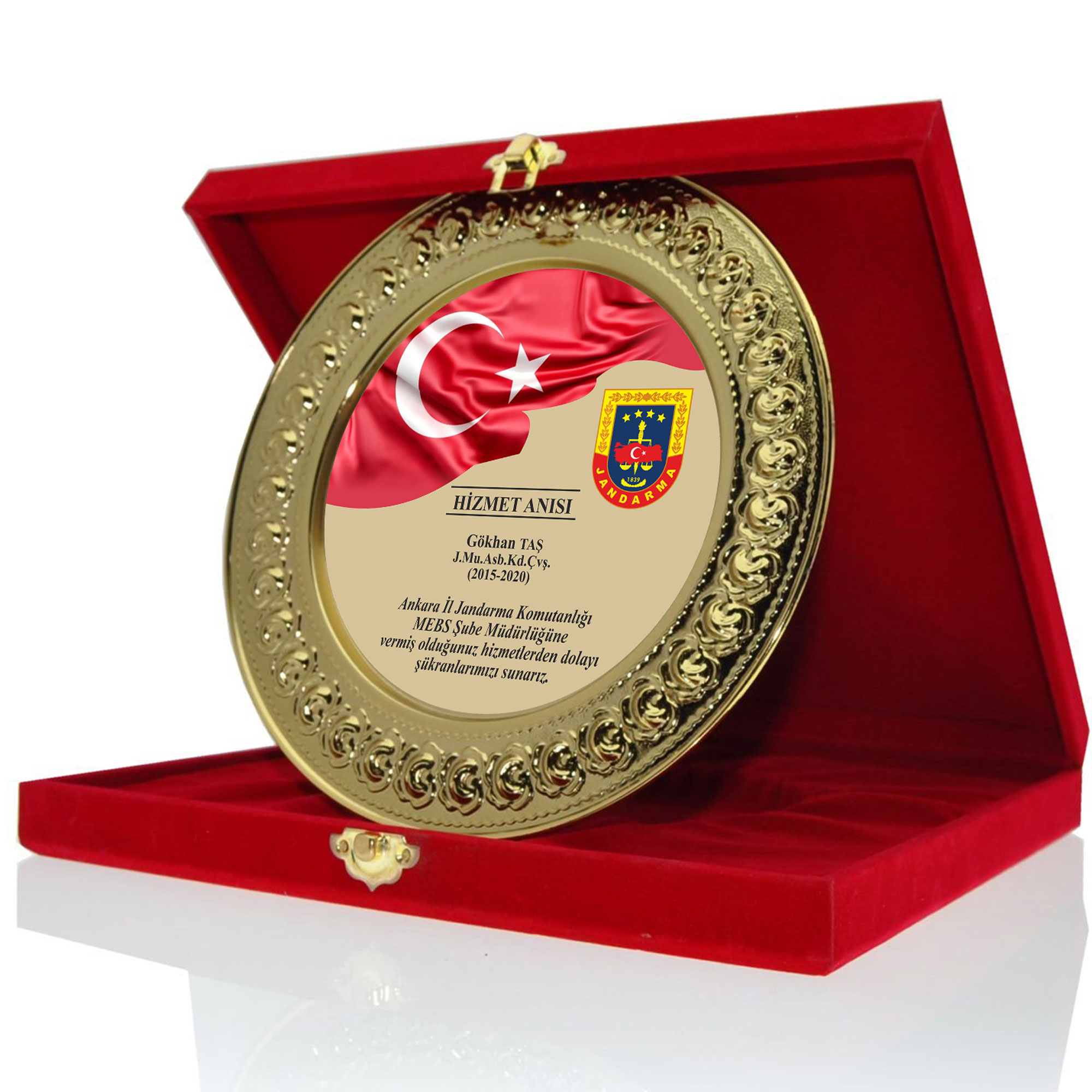 kadife-kutulu-metal-tabak-hizmet-anisi-plaket