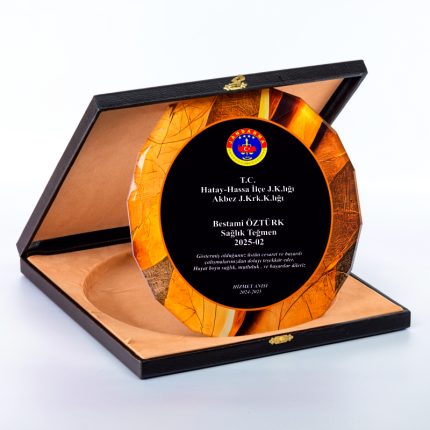 Jandarma Kristal Cam Tabak Plaket